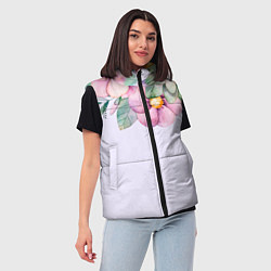 Женский жилет Пастельные цветы акварелью - наверху, цвет: 3D-черный — фото 2