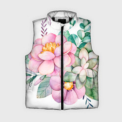Женский жилет Пастельные цветы - посередине, цвет: 3D-черный
