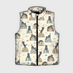 Женский жилет Котики на радуге - паттерн, цвет: 3D-светло-серый
