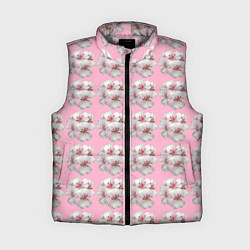 Женский жилет Flowers on a pink background, цвет: 3D-светло-серый