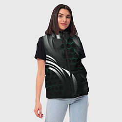 Женский жилет Объемные бирюзовые плиты и черные линии, цвет: 3D-черный — фото 2