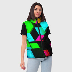 Женский жилет Неоновые светящиеся кубики, цвет: 3D-красный — фото 2