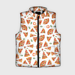 Женский жилет Кусочки пиццы - паттерн на белом