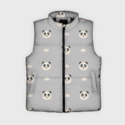 Женский жилет Пандочки и облачка - паттерн серый, цвет: 3D-черный
