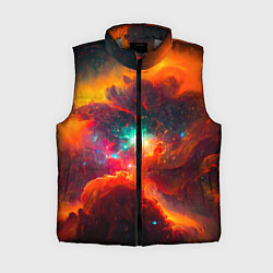Женский жилет Небула в космосе в оранжевых тонах - нейронная сет, цвет: 3D-светло-серый