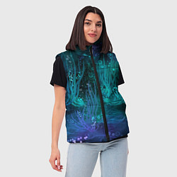 Женский жилет Абстракция: неоновые огни подводного мира, цвет: 3D-черный — фото 2