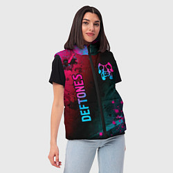 Женский жилет Deftones - neon gradient: надпись, символ, цвет: 3D-черный — фото 2