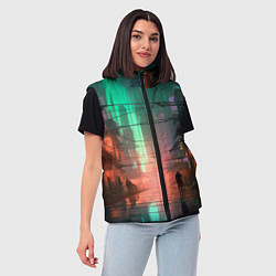 Женский жилет Кибер город будущего, цвет: 3D-черный — фото 2