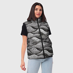 Женский жилет Черные и белые волны, цвет: 3D-черный — фото 2