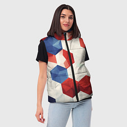 Женский жилет Белые синие красные плиты, цвет: 3D-красный — фото 2