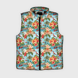 Женский жилет Гавайские цветы паттерн, цвет: 3D-черный