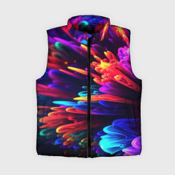 Женский жилет Неоновая абстракция в виде цветов, цвет: 3D-красный