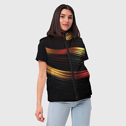 Женский жилет Золотистые линии абстракт, цвет: 3D-черный — фото 2