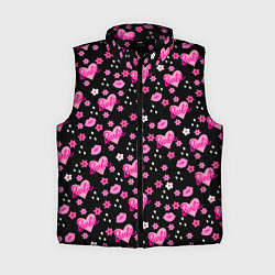 Женский жилет Черный фон, барби и цветы, цвет: 3D-черный