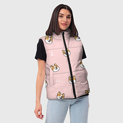 Женский жилет Pink corgi, цвет: 3D-черный — фото 2