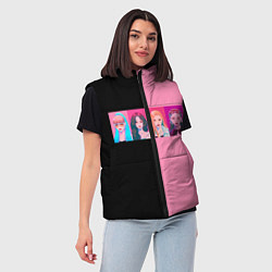 Женский жилет Группа Black pink на черно-розовом фоне, цвет: 3D-черный — фото 2