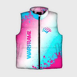 Женский жилет Warframe neon gradient style: надпись, символ, цвет: 3D-черный