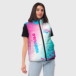Женский жилет Warframe neon gradient style: надпись, символ, цвет: 3D-черный — фото 2