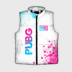 Женский жилет PUBG neon gradient style: надпись, символ, цвет: 3D-черный