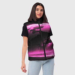 Женский жилет Сай фай пейзаж в черно розовых тонах, цвет: 3D-черный — фото 2