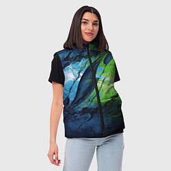 Женский жилет Green blue abstract, цвет: 3D-черный — фото 2