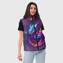 Женский жилет Space dragon - neon glow - neural network, цвет: 3D-черный — фото 2