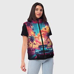 Женский жилет Путешествие на ретро машине, цвет: 3D-красный — фото 2