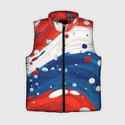 Женский жилет Брызги красок в цветах флага РФ, цвет: 3D-светло-серый