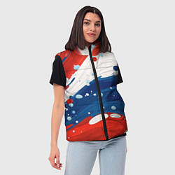 Женский жилет Брызги красок в цветах флага РФ, цвет: 3D-светло-серый — фото 2