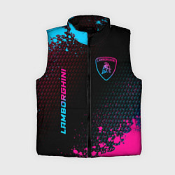 Женский жилет Lamborghini - neon gradient: надпись, символ, цвет: 3D-черный