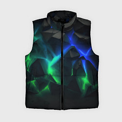Женский жилет Разлом синих и зеленых плит, цвет: 3D-черный