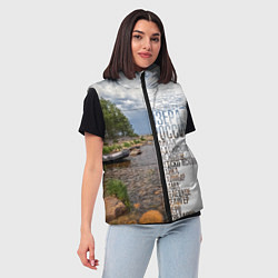 Женский жилет Название озер России, цвет: 3D-черный — фото 2