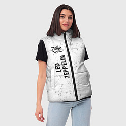 Женский жилет Led Zeppelin glitch на светлом фоне: по-вертикали, цвет: 3D-черный — фото 2