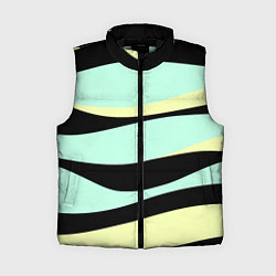 Женский жилет Черно-бирюзовая абстракция, цвет: 3D-черный