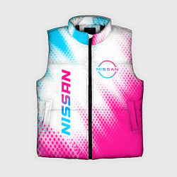 Женский жилет Nissan neon gradient style: надпись, символ, цвет: 3D-черный