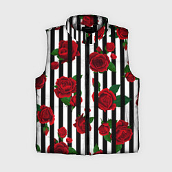 Женский жилет Полосы и красные розы