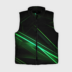 Женский жилет Green lines black backgrouns, цвет: 3D-черный