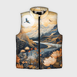 Женский жилет Солнечное утро в цветущих горах