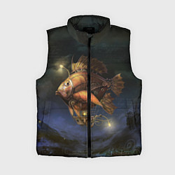 Женский жилет Рыба-дирижабль в ночи, цвет: 3D-черный