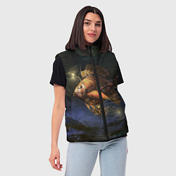 Женский жилет Рыба-дирижабль в ночи, цвет: 3D-черный — фото 2