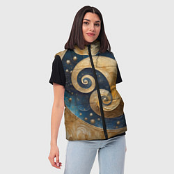 Женский жилет Синий золотой декоративный орнамент, цвет: 3D-светло-серый — фото 2