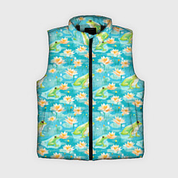 Женский жилет Кувшинки и лягушки, цвет: 3D-черный