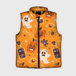 Женский жилет Хэллоуин - тыквы и приведенья, цвет: 3D-черный