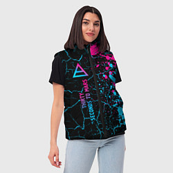 Женский жилет Thirty Seconds to Mars - neon gradient: по-вертика, цвет: 3D-черный — фото 2