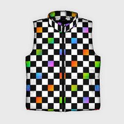 Женский жилет Черно-бело-радужная клетка, цвет: 3D-черный