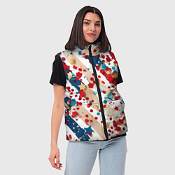 Женский жилет Новогодние линии красный синий, цвет: 3D-светло-серый — фото 2