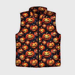 Женский жилет Весёлые тыквы на Хеллоуин паттерн, цвет: 3D-черный