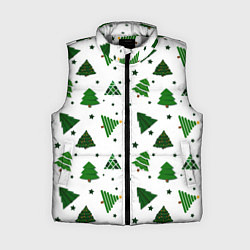 Женский жилет Узор с зелеными елочками, цвет: 3D-светло-серый