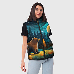 Женский жилет Хозяин тайги: медведь в лесу, цвет: 3D-черный — фото 2