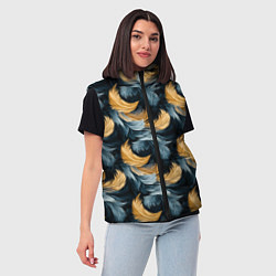 Женский жилет Перья желтые серые паттерн, цвет: 3D-светло-серый — фото 2